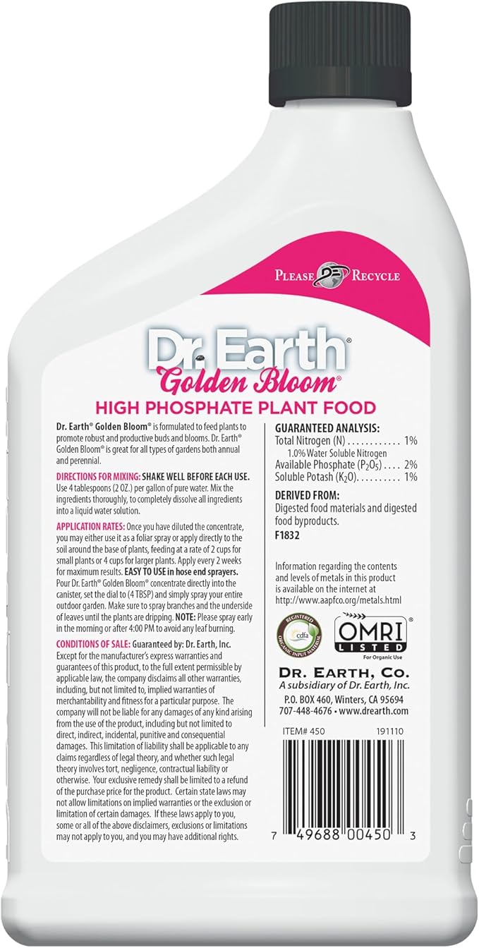 Dr. Earth Golden Bloom High Phosphate Organic Plant Food 32 oz Concentrate