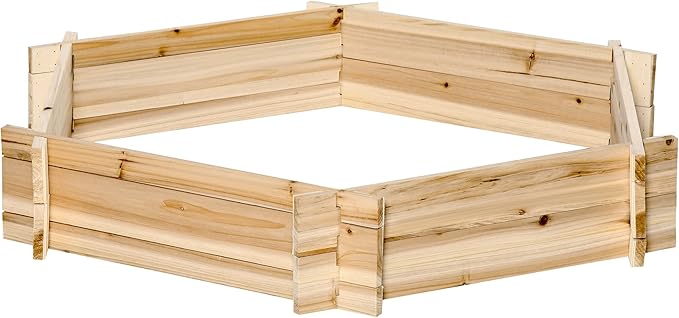 Wooden Raised Garden Bed Hexagon Screwless Planter for Outdoor Plants Vegetables Flowers Herbs 39 x 36 x 6 Natural Wood