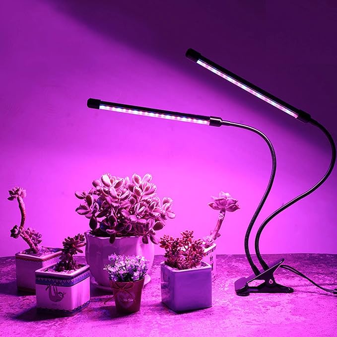 LED Grow Light Plant Grow Lamp Dual Head Full Spectrum 3 Modes Dimmable Timing Clip On LED Plant Lamp for Indoor Greenhouse Vegetables Flowers