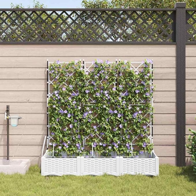 Garden White Raised Garden Bed 120 x 40 x 126 cm Steel Planter Box for Outdoor Plants UV Resistant Ample Storage Modern Style Gardening