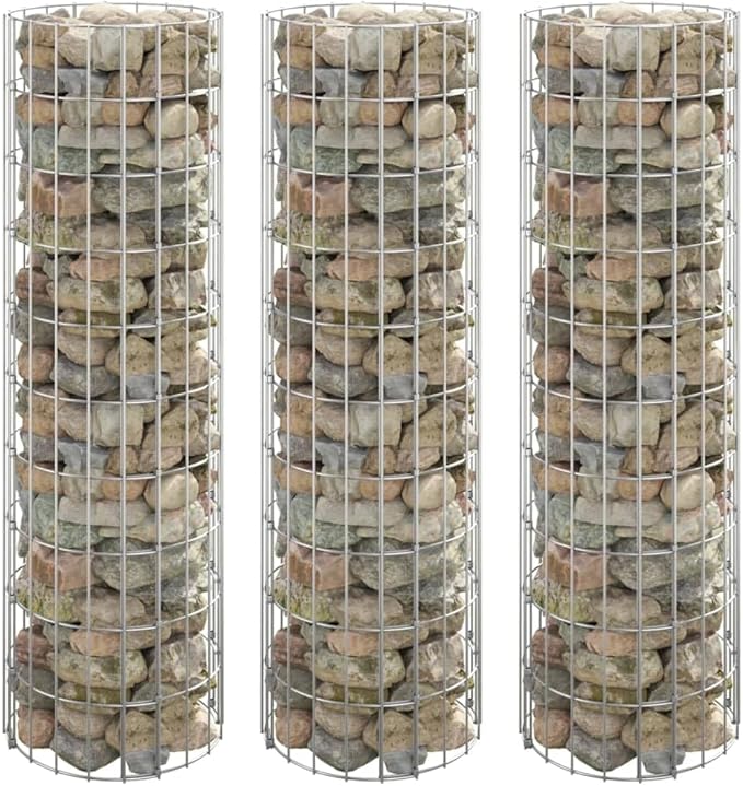 Circular Gabion Raised Beds 3 pcs Galvanized Steel 脴11.8x39.410.3 KG152020