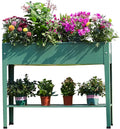 Raised Garden Bed Elevated Green Metal Plant Box with Legs Standing Garden Stand with Drainage Holes (40 L x 11 W x 31 H)