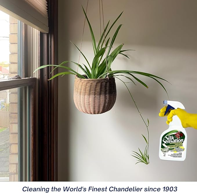 Sparkle Plenty Silk Sensation Artificial Flower &amp Plant Leaf Cleaner and Shine - Fake Flower Dusting Spray -Silk Plant Cleaner Spray No Wipe - Drip Dry Cleaning Supplies for Artificial Tree (1 Gal