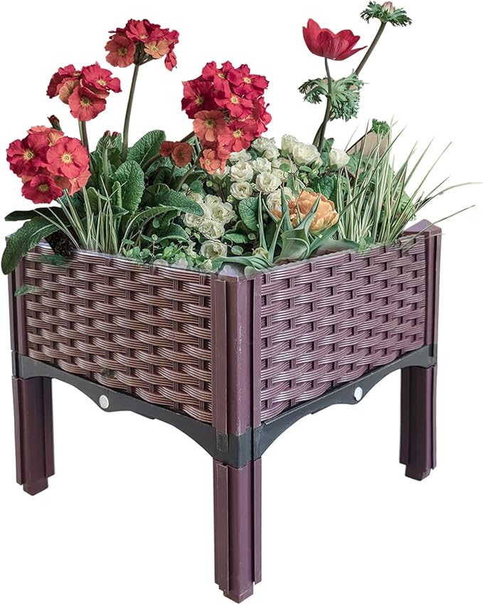 Doppy Plastic Raised Garden BedPlanter Boxes Raised Garden Bed with Legs Planters for Outdoor Indoor Plants Elevated Garden Boxes Plant pots for Flowers Vegetables Fruits Herbs