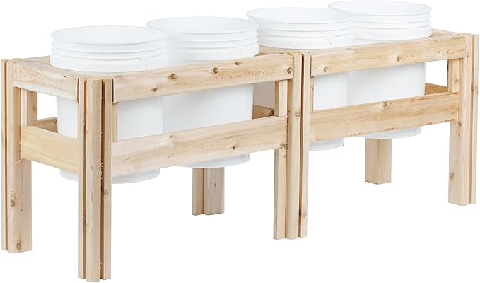 Greenes Fence Four Bucket Elevated Cedar Wood Garden Frame 54 in. x 16 in. x 20 in. - Made in USA with North American Cedar