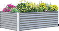 8x4x2 ft Galvanized Raised Garden Bed Outdoor Planter GBoxes Large Metal Planter Box for Gardening Vegetables Fruits FlowersSilver