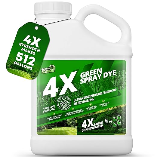 1 Gallon 4X Green Spray Dye - Makes 512 Gallons of Concentrated Spray Pattern Indicator Dye Ideal Fertilizer Marking Lawn Turf Mark and Marker Mark Where You've Sprayed with Green Color Indicator