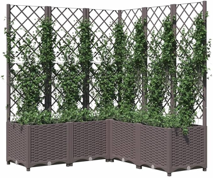 Large 47x47 Outdoor Raised Garden Box with Trellis Durable Polypropylene Planter for Vegetables Flowers on Patio Balcony Garden