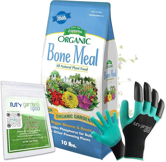Espoma BM10 Bone Meal 8 lb. - Boost Your Plant Growth with My Garden Pool PH Soil Test Strips 20 ct and My Garden Pool Gardening Claw Gloves and Garden-IQ Smart Gardening AI Assistant!