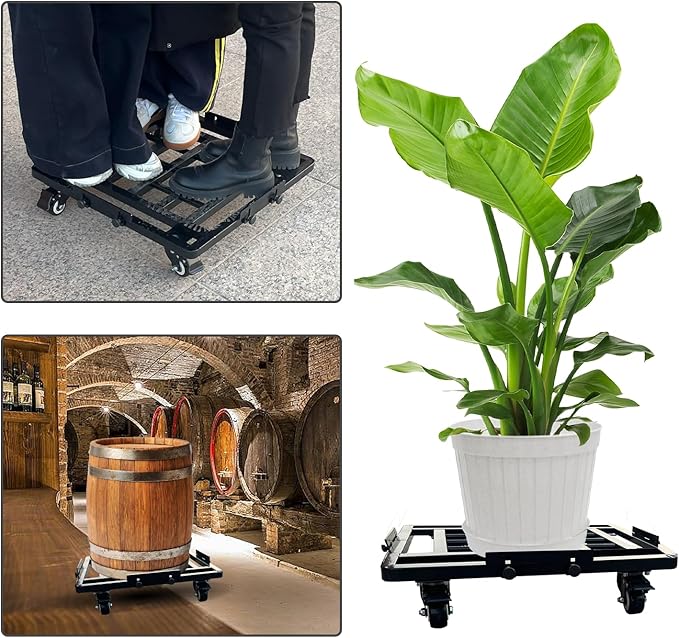 22 Plant Caddy with Wheels Heavy Duty Metal Rolling Plant Mover Stand Indoor Outdoor with Lockable Caster Wheels Large Plant Pots Parasol Stands and Bases or Plant Stand