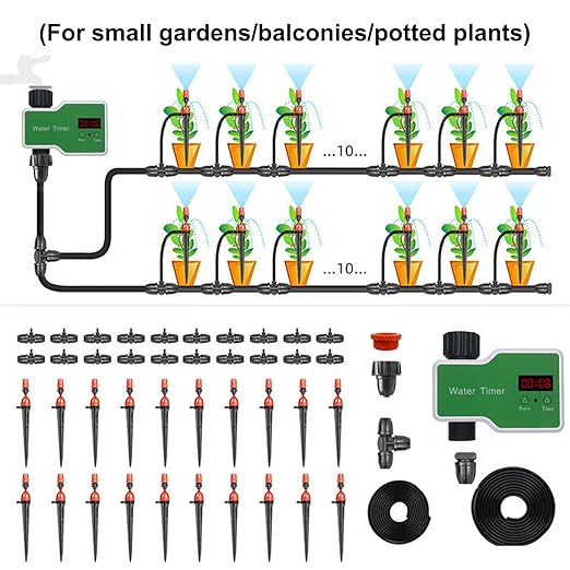 Automatic Drip Irrigation Kit Garden Watering System Kit with Timer Garden Watering Misting System for Greenhouse Yard Lawn Plant