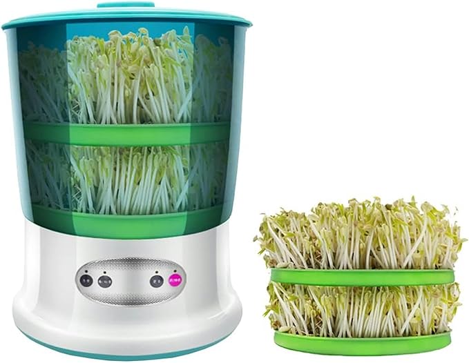 Electric Bean Sprout Grower with Intelligent Irrigation and Temperature Control for Large Capacity Germination Kit (2 Layer)