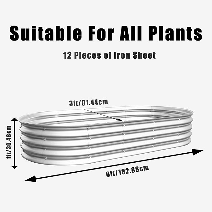2Pcs 6x3x1ft Raised Garden Bed Kit Galvanized Planter Raised Garden Beds for Outdoor for VegetablesFlowers Herbs Heavy Duty Rust Resistant Easy Assembly