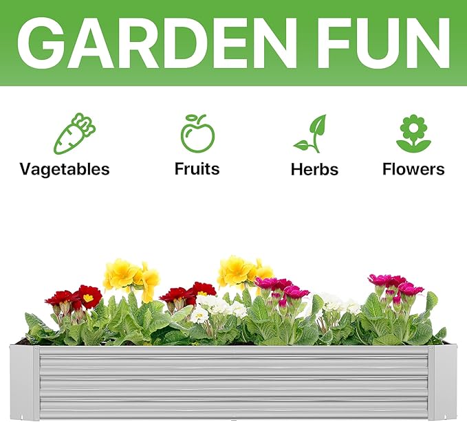 FRIZIONE Galvanized Raised Garden Bed OutdoorAbove Ground Garden Bed for VegetableMetal Raised Beds for FlowerSteel Raised Beds for Gardening