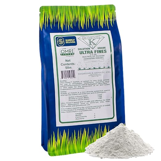 Supply Solutions Sulfate of Potash 0-0-50 - Organic Potash Fertilizer - Suitable for Fertigation Drip Systems Foliar Hydroponics Greenhouse Use - Ideal for Flowers Fruits Gardens (5 Pounds)