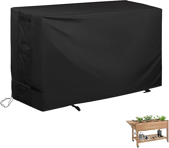Outdoor Raised Garden Bed Cover for 55.5x24x32in Raised Garden Bed Outdoor Planter Box Stand Cover for Mobile Elevated Wood Planter/Planting Bed-Waterproof All Weather Protection