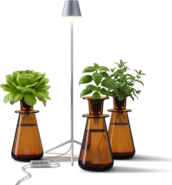 Counterstand Set Herb Grower Indoor Kit with LED Light - Space-Saving Hydroponics Growing System Customizable Light Settings 3 Counterstands - Easy-to-Maintain Indoor Growing Kit