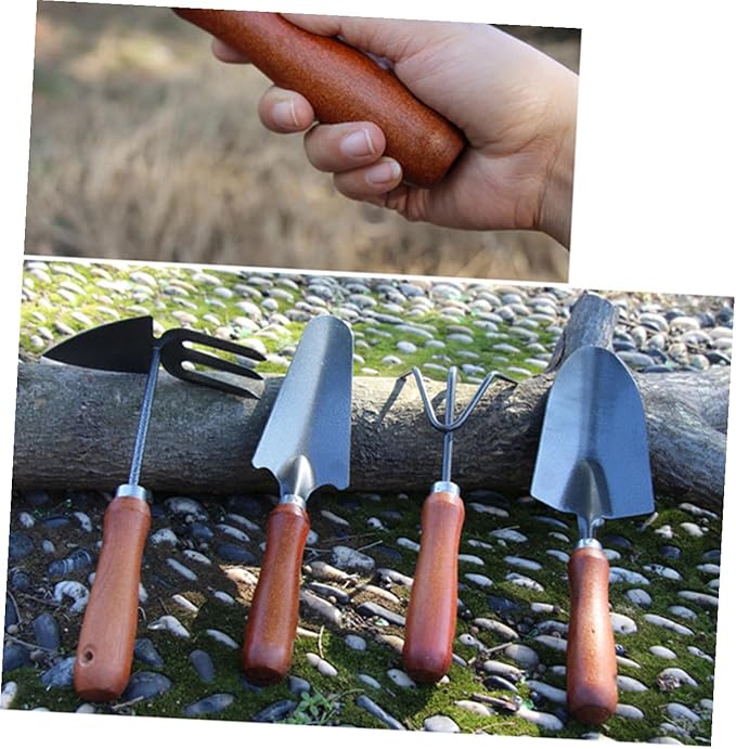 4pcs Mini Garden Tool Set Thickened Iron Shovel and Spade for Transplanting Seedlings Weeding and Cultivating Flowers and Vegetables Lightweight Gardening Tools for Gardeners