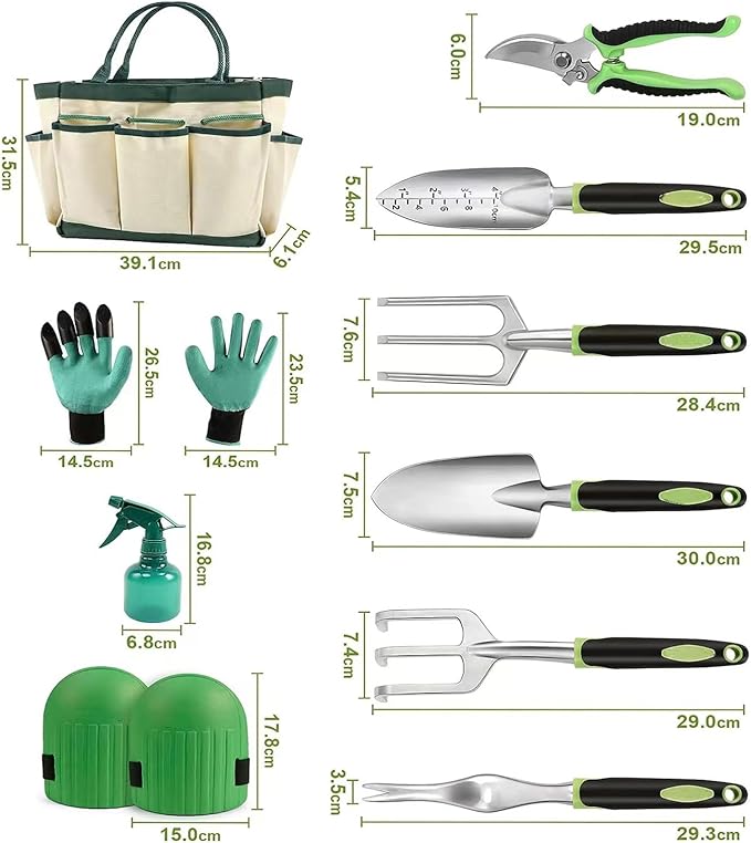 11 Pieces Stainless Steel Heavy Duty Gardening Tools Set Garden Tool Set Tree Trimmer Branch Cutter Kit Heavy Duty Hand Pruner Ergonomic Gardener Gardening Hand Tool Set
