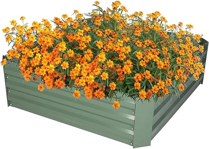 Raised Garden Bed Steel Planter Box Galvanized Anti Rust Coating Planting Vegetables Herbs and Flowers for Outdoor