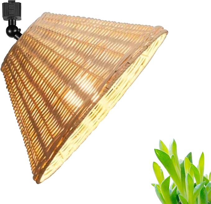 Full Spectrum 10W LED Focusing Grow Spotlight Bulb Plant Grow Light for H-Type Track Adjustable Gimbaled Light Boho Beige Twine Natural Rattan Mushroom Cover for Green House Customizable