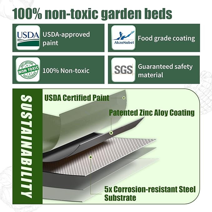 8 X 2 X 1.4 Ft Galvanized Raised Garden BedSturdy and Easy to Assemble Oval Raised Planter Beds Outdoor for Vegetables Gardening Flowers Fruits（Light Green）