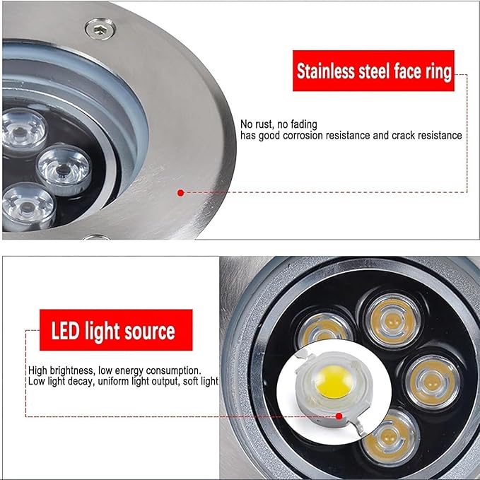 Recessed LED Spotlight Outdoor Landscape Lights IP67 Waterproof Stainless Steel Garden Light AC 24V Adjustable Angle Floor Lamp(Green5W)