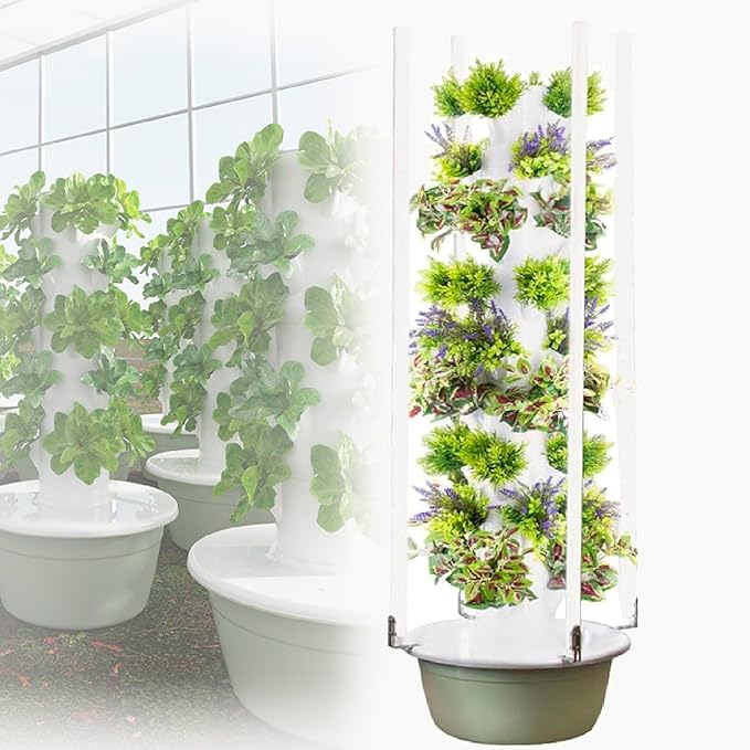 Hydroponic Tower Home Gardening Sys-TEM with LED Light Automatic Timer for Home School Projects Indoor Hydroponic Vegetable Tower7thfloor