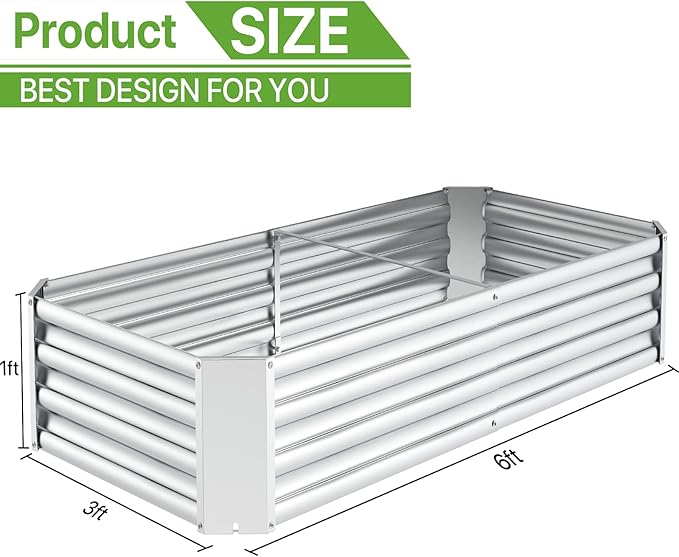 FRIZIONE Galvanized Raised Garden Bed OutdoorAbove Ground Garden Bed for VegetableMetal Raised Beds for FlowerSteel Raised Beds for Gardening