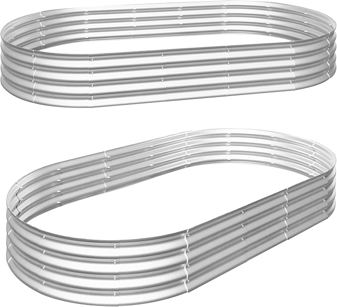 2 Pack Galvanized Steel Raised Garden Beds 8x4x1ft (96x48x12) - Commercial Planter Box Kit for Vegetables &amp Flowers | 2400lb Capacity | Rust-Proof Expandable Design | 45-Min Assembly