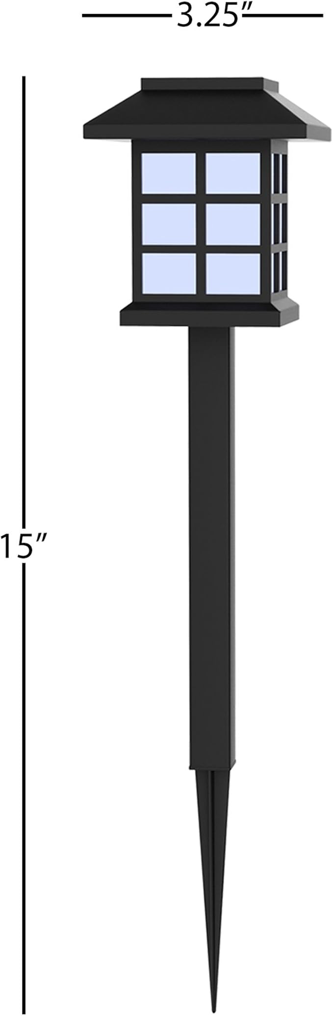 Pure Garden Solar Powered Lights (Set of 6)- LED Outdoor Stake Spotlight Fixture for Gardens Pathways and Patios Black 15” (H) x 3.25” (L) x 3.25” (W) (Pack of 2)