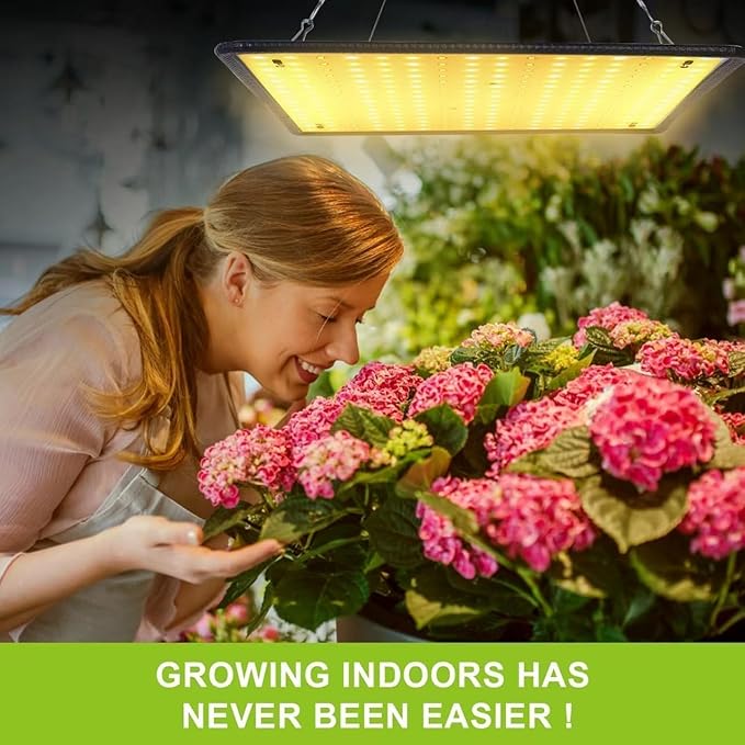 Full Spectrum LED Grow Light for Indoor Plants with UV&ampIR Sunlight Simulating Plant Hanging Grow Light for Seedlings Vegetables Peppers (60W Actual Power)
