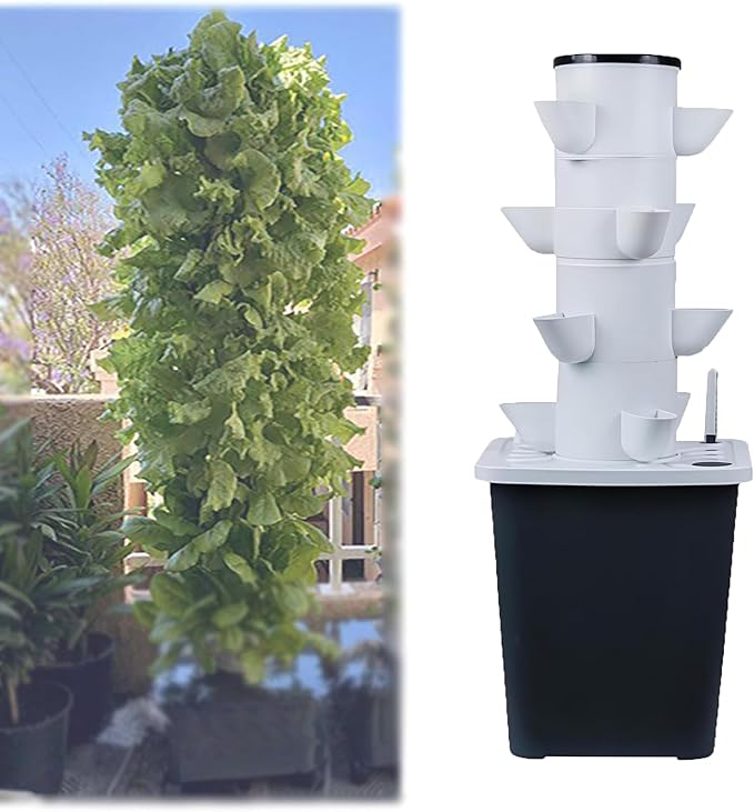 30 Holes Hydroponic Growing System KitHydroponics Tower GardenGarden Tower with Pump System 2/3/4/5/6 Layers Indoor Vertical Tower for Herbs Fruits and Vegetables (4 layers/20 Holes)