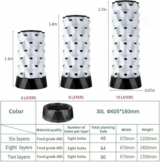 Hydroponics Tower Growing System 48/64/80 Pots Sites Indoor Vertical Gardening Grow Kit Farm Greenhouse Grow System with Water Pump-*