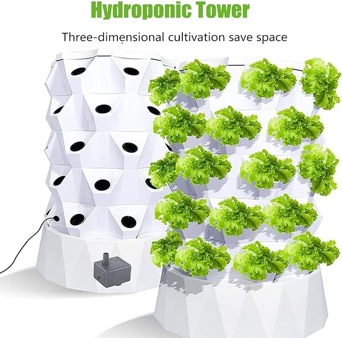 48/64/80 Pots Hydroponics Tower Set Hydroponic Growing System Hydroponic Growing Plants Germination Kit Vertical Hydroponic System for Gardening Lover6floors