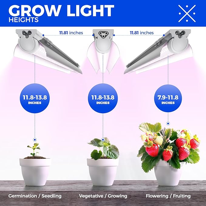 Barrina T8 LED Grow Light 4FT168W(4 x 42W) 1000W Equivalent Full Spectrum V-Shape with Reflector Combo Grow Lights for Indoor Plants Greenhouse 4-Pack
