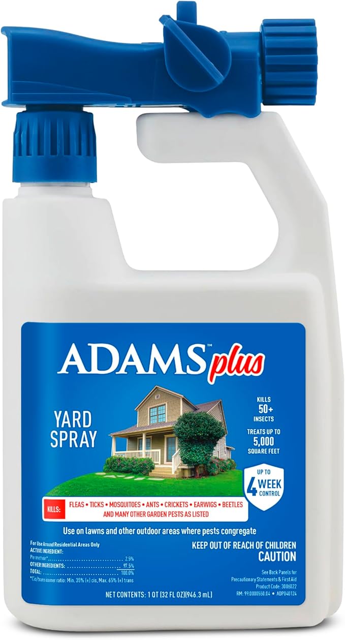 ADAMS Plus Yard Spray Kills Fleas Ticks Mosquitoes Ants and Many Other Listed Nuisance Pests in Outdoor Areas Treats Up to 5000 Square Feet Easy to Use Hose-End Spray 32 Fluid Ounces