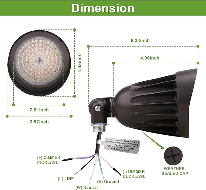 25 Watt LED Spot Light - 3500 Lumens - Color Selectable 30K/40K/50K - 42°Beam - Knuckle Conduit Mount - LED Landscape Flood Light - 80W MH Equivalent UL and DLC Certified (6-Pack)