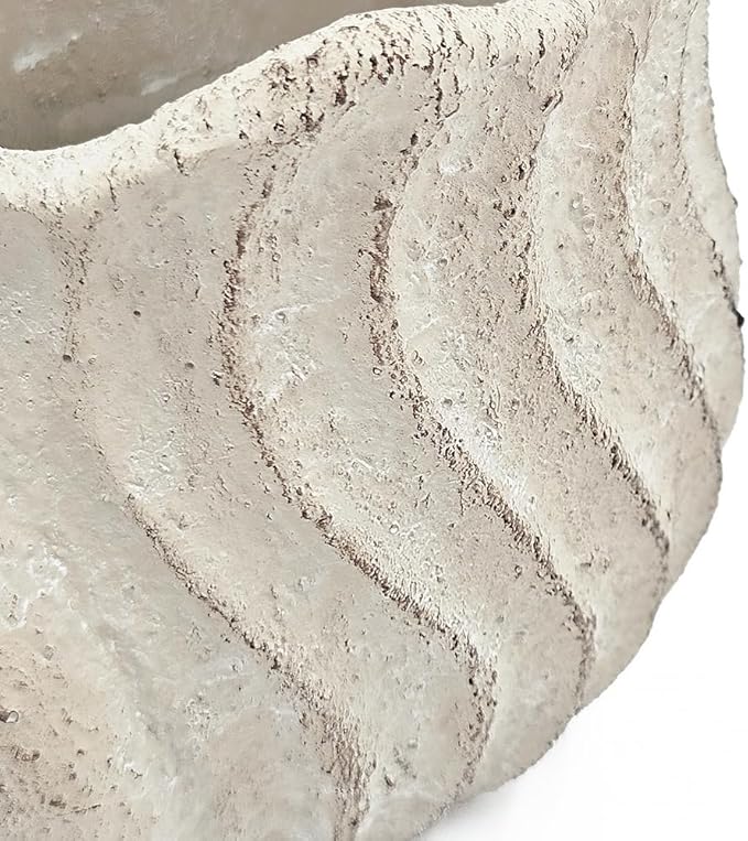 9x5.5x5.7 Sand and Cement Conch Planter with Textured Beige