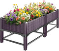 Raised Garden Bed with Reinforcement Rods Elevated Planter Boxes for Outdoor Plants with Drainage Holes for Flowers Vegetables Herbs Patio Backyard Deck Balcony Purple 31.5x15.7x13.8 in