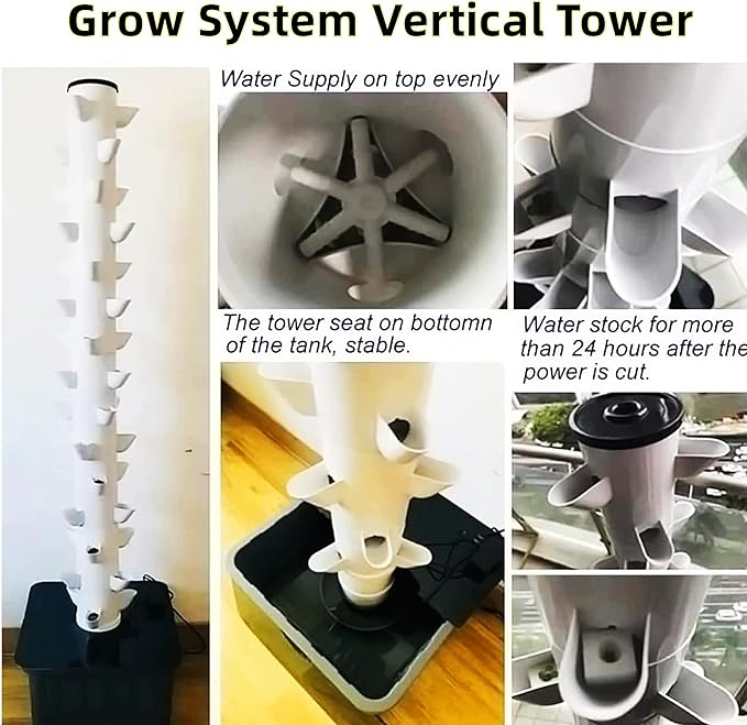 Vertical Planting Box Smart Vertical Garden Planter 45-Holes Plant Tower with Timer and Water Pump for Indoor Vegetables &amp Fruits