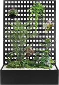 Metal Planter Box with Trellis 46''Lx18''Wx71''H Raised Garden Bed with Trellis for Climbing Plants with Privacy Screen Planter with Trellis &ampDrainage Holes Privacy Planters