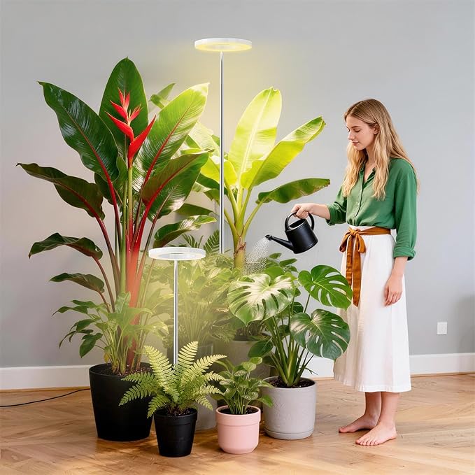 2 Packs Plant Grow LightGrow Lights for Indoor Plants80 LEDs Full Spectrum Plant Lights for Indoor Growing with 6/12/16H Timer-W2