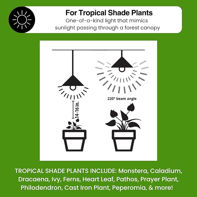 Norb Tropic - Tropical Grow Light Bulb Specialized Green LED for Indoor Houseplants Mimicks Forest Filtered Light Monstera Ficus Orchids &amp Palms Plant Lighting for Home &amp Office A19 9