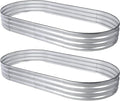 2 Pack 8x4x1FT Galvanized Raised Garden BedOutdoor Oval Metal Planter BoxLarge Raised Garden BedVegetables Growing Planter for Backyard Patio Gardener