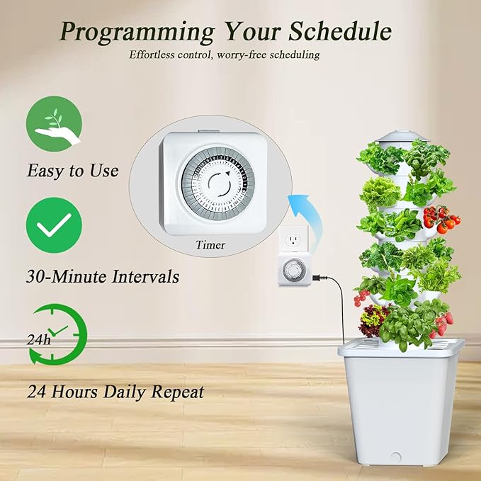 Hydroponics Growing System 30-Plant Indoor Hydroponic Tower with Pump System Plants Germination Kit Smart Aeroponic Herb Garden Vertical Hydroponic System for Gardening Lover (No Seed)