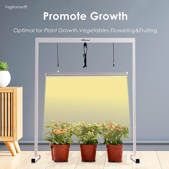 50W LED 2 feet Grow Light Lamp with Stand Rack CRI90+ for Horticulture Indoor Plant Growth Veg Flowering FruitingFull Spectrum 3300KIron Pipe FrameAluminum Heat SinkHeight Adjustable