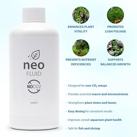 NeoFluid No CO2 - All-in-One Liquid Fertilizer for Freshwater Planted Tanks Easy-to-Use Aquarium Plant Nutrient Solution with Nitrogen Phosphorus Potassium Iron Trace Minerals - 300ml