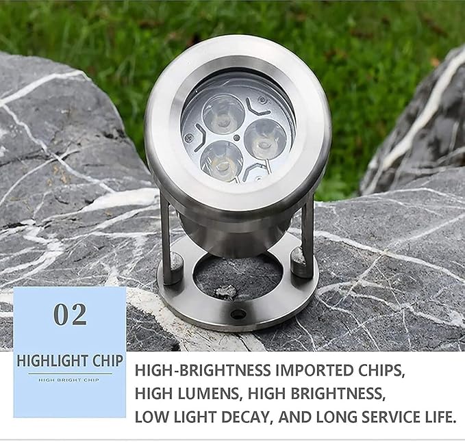 Submersible LED Swimming Pool Light - IP68 Waterproof Garden Pond Lights 304 Stainless Steel Fountain Decoration Underwater Landscape Lights(Green Light)