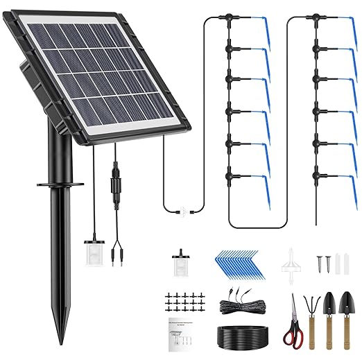 Solar Irrigation System for Garden - Skycow 2W Solar &amp USB Power Automatic Drip Irrigation Kit15 Potted Indoor Outdoor Garden Balcony Anti-Siphoning Plant Watering System 25 Timing Mode